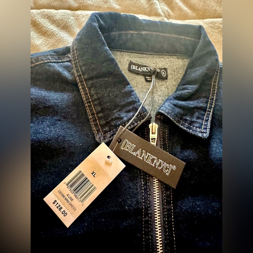 NWT ADORBS AF ZIP FRONT DENIM MINI DRESS FROM BLANK NYC SZ XL ORIG $128 - Picture 8 of 8